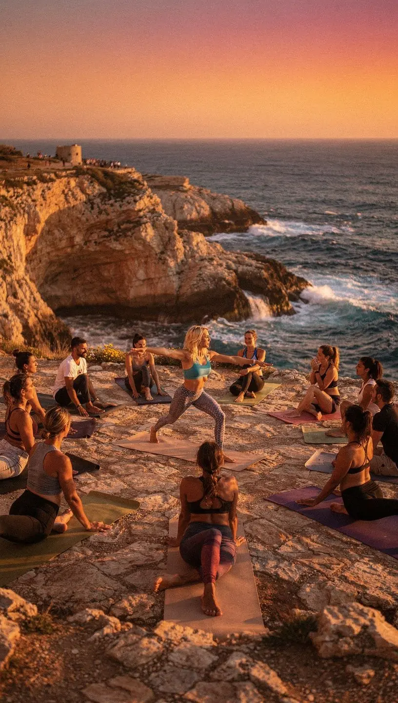 Un grupo de personas practicando yoga en un entorno sereno, enfocándose en la alineación postural.